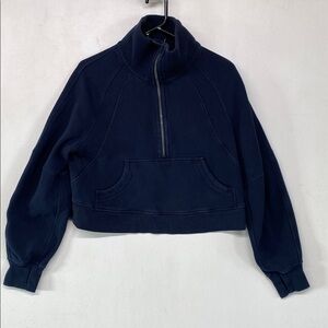 Lululemon Scuba Funnel Neck Half Zip Oversized Cropped Sweatshirt Navy XS/S